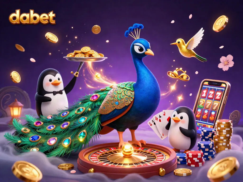 Spin and win with Dabet's vibrant 3D illustration showcasing casino excitement and gaming elements.
