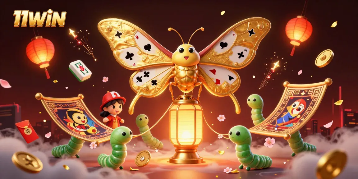 Experience the thrilling world of 11WIN as vibrant casino scenes unfold in a 3D digital illustration.