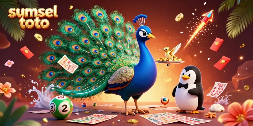 Engage with sumsel toto through vibrant 3D characters and dynamic lottery elements illustrated in detail.
