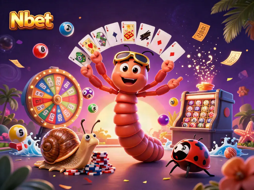 Nbet players strategizing with a lively dealer and exciting game elements in a vibrant online casino scene.