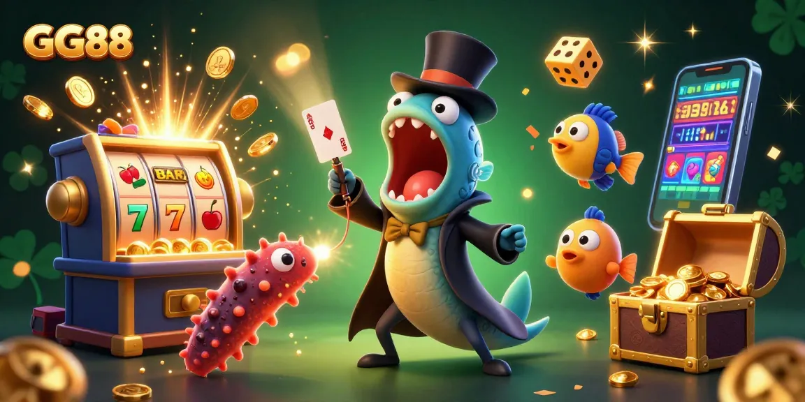 Experience GG88's vibrant online gaming with a 3D deep-sea themed casino illustration showcasing excitement and action.