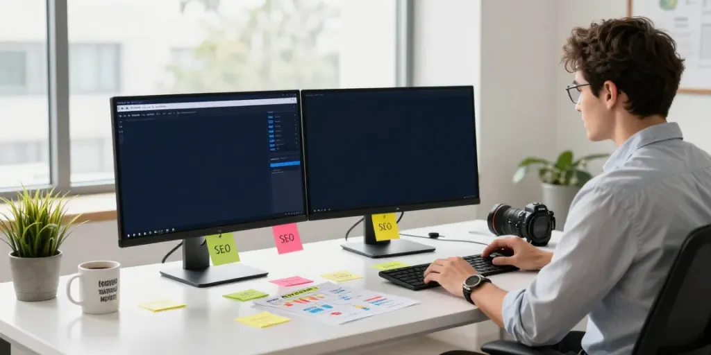 Expert analyzing instant indexing strategies at a modern tech workspace.