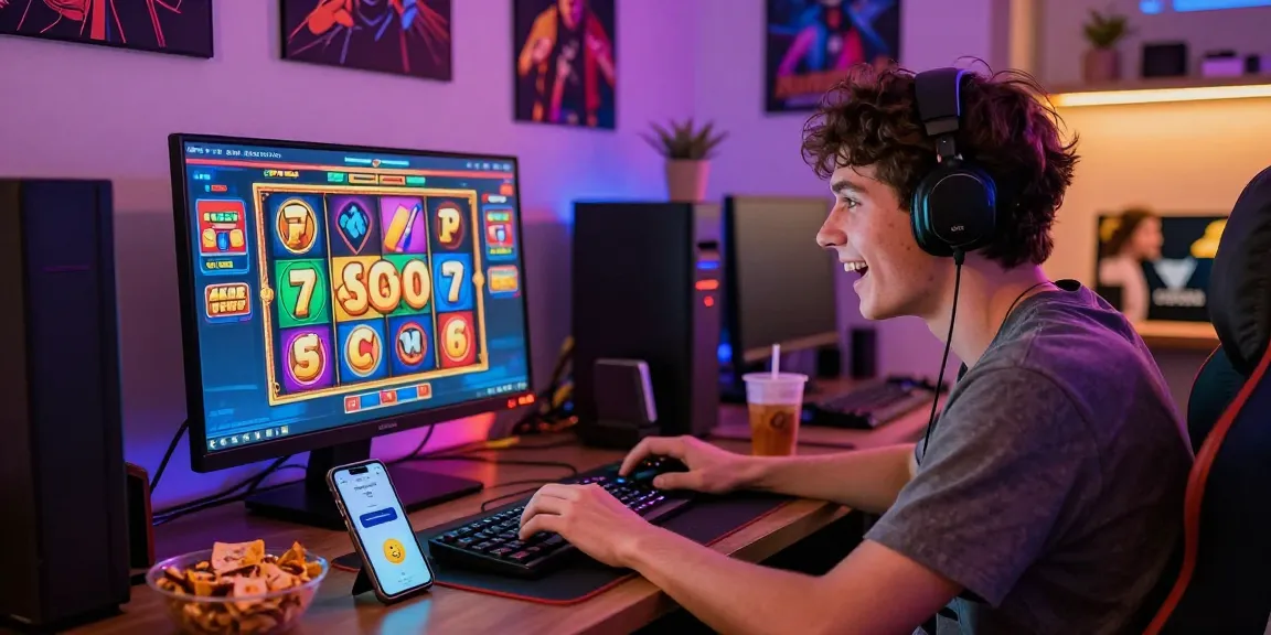 Exciting online gaming session showcasing situs slot deposit 10 ribu with vibrant graphics and a gaming enthusiast.
