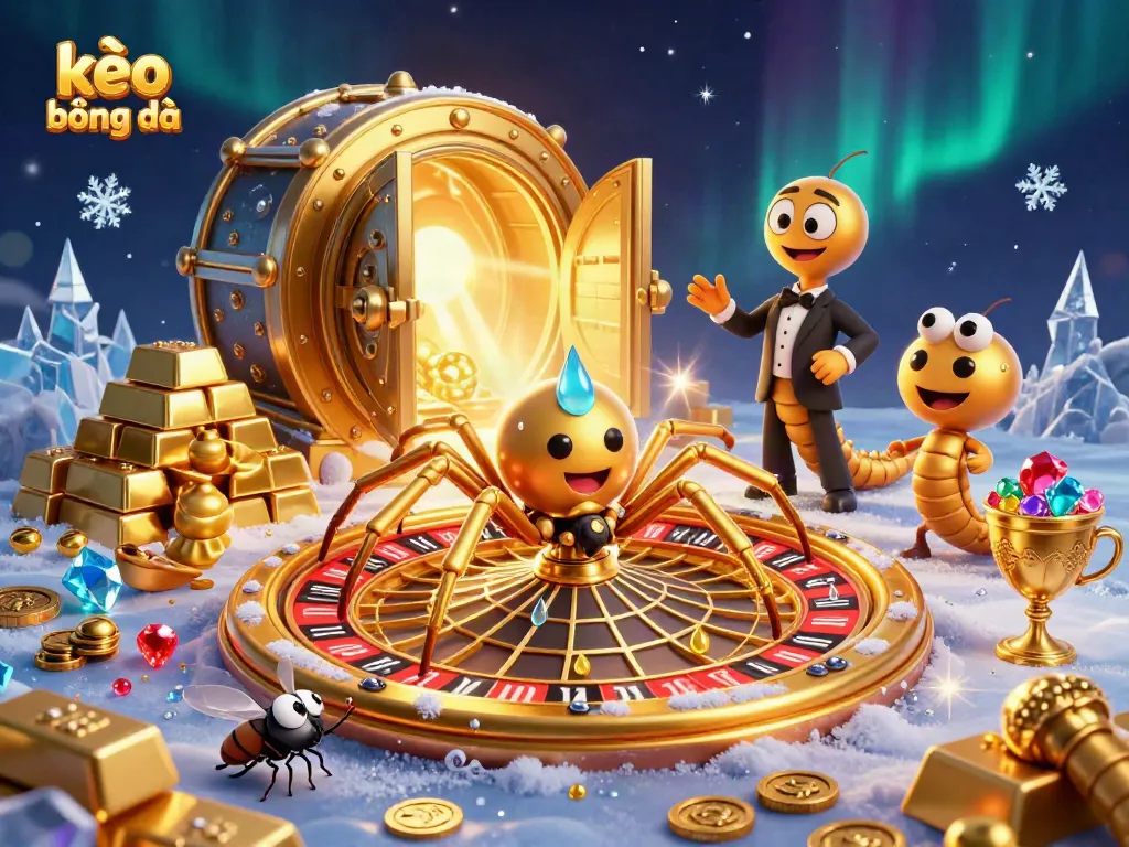 Engage with kèo bóng đá as a golden spider spins rich betting opportunities in a dynamic 3D casino scene