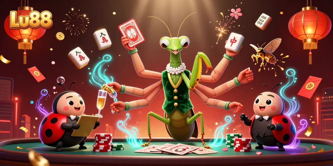 Lu88 engages players with an exciting 3D cartoon casino scene bustling with vibrant game elements.