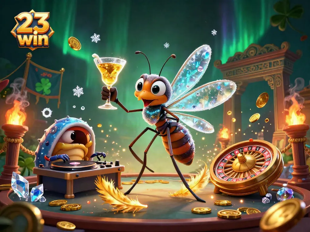 Experience the vibrant 23 win casino scene with dynamic characters in a rich, detailed atmosphere.
