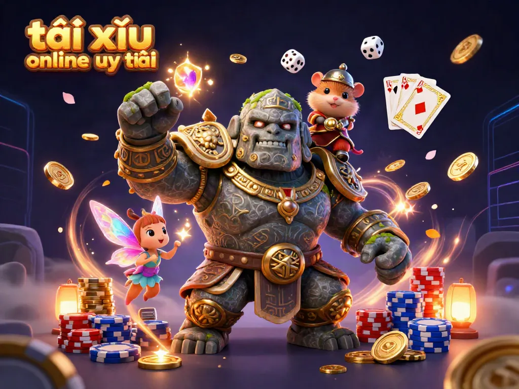 Experience the excitement of tài xỉu online uy tín with a lively scene featuring magical characters and casino elements.