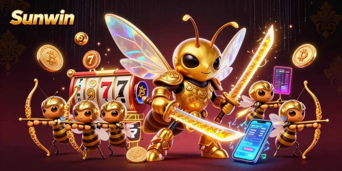 Experience the thrill of gaming with Sunwin's captivating online casino scene filled with characters, coins, and elements.