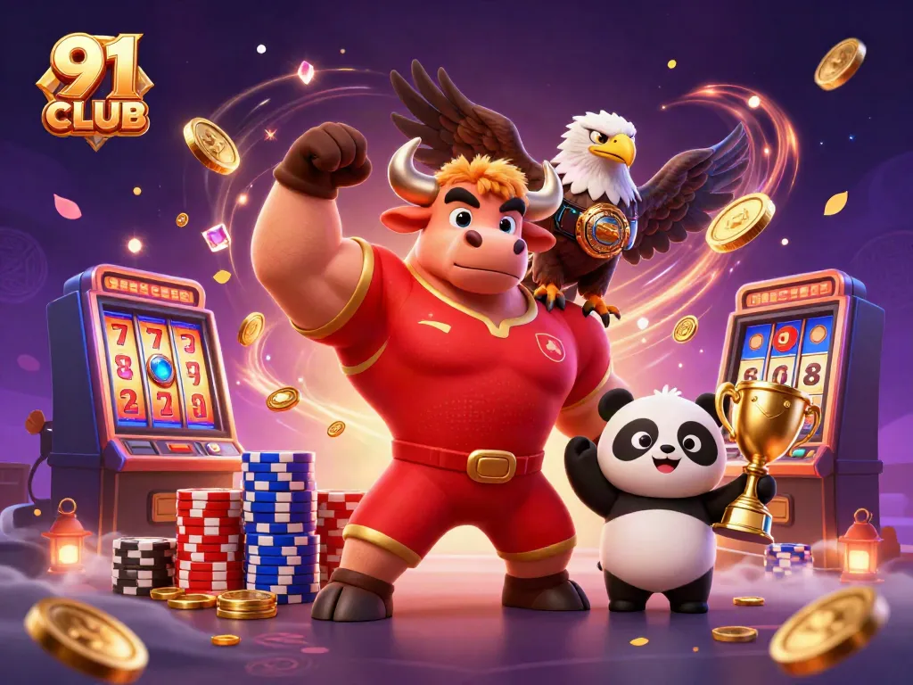 Win big with 91 CLUB’s dynamic casino illustration showcasing interactive gaming elements.