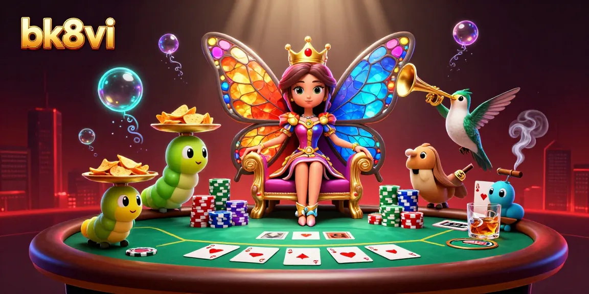 Experience thrilling gameplay at bk8vi with vibrant casino elements and dynamic characters in a colorful 3D illustration.
