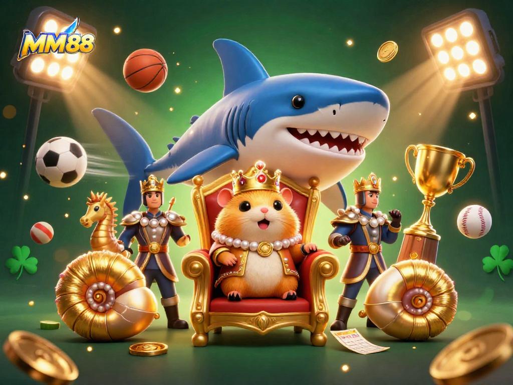 Bet on MM88 with exclusive offers while enjoying vibrant casino-themed 3D illustration.