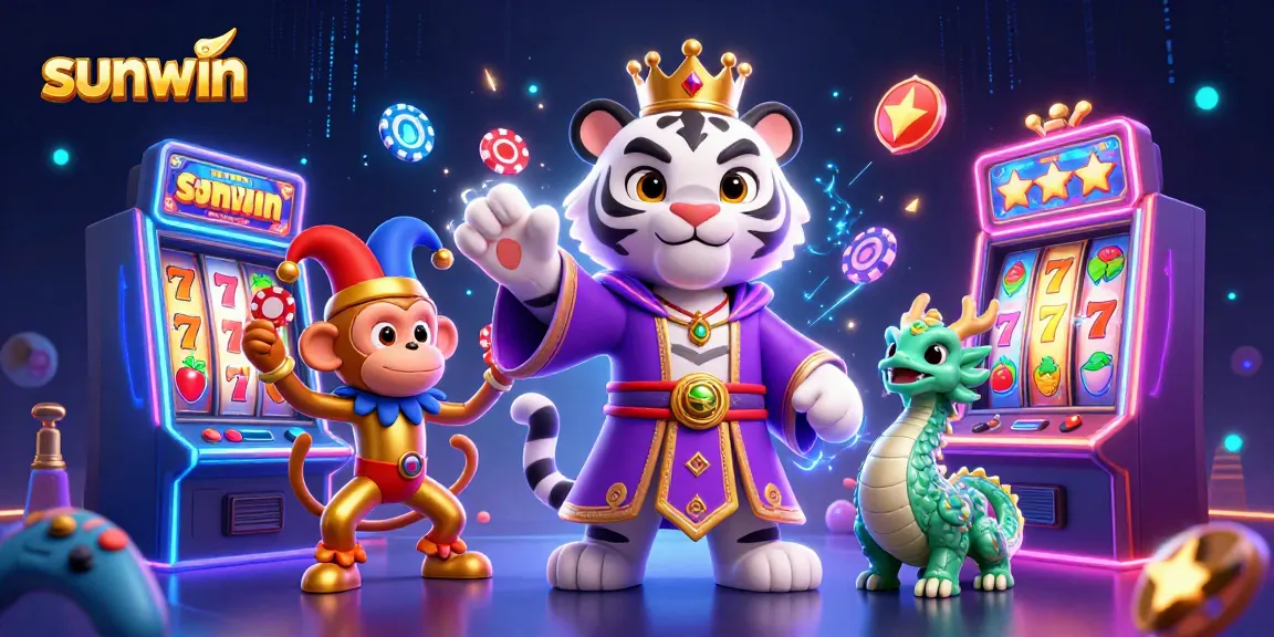 Engage in dynamic slot gaming at sunwin with vibrant characters and casino elements.