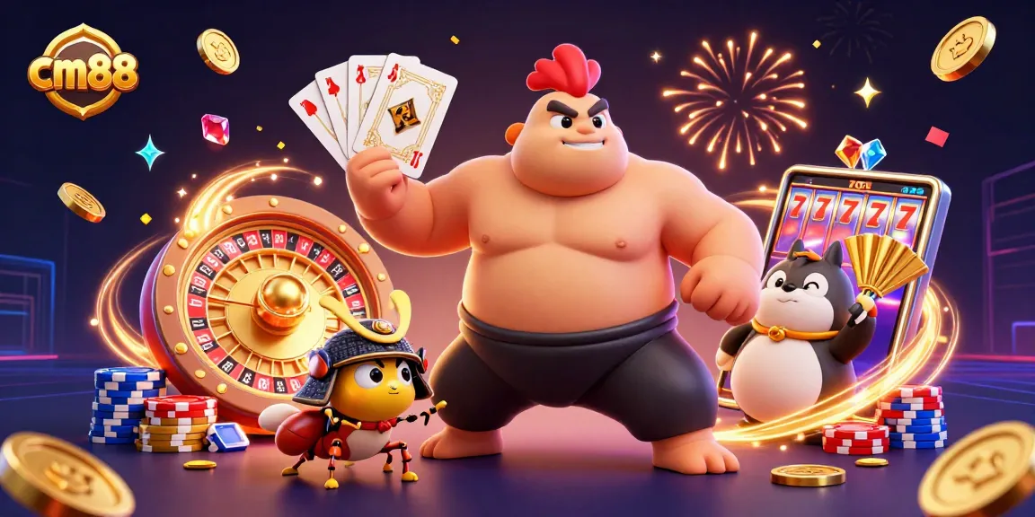 Experience thrilling wins at cm88 with exciting casino games, golden coins, and vibrant characters.