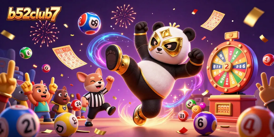 Engage in thrilling action at b52club7 with vibrant lottery balls and excited animal spectators.