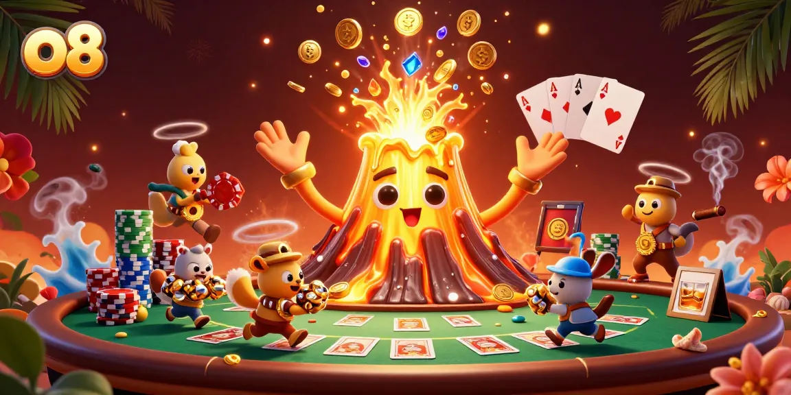 Win big with o8 at a vibrant casino scene featuring treasure and poker excitement.
