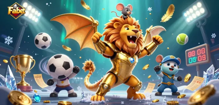 Experience Fabet's thrilling gaming adventure with vibrant casino elements and dynamic sports action.